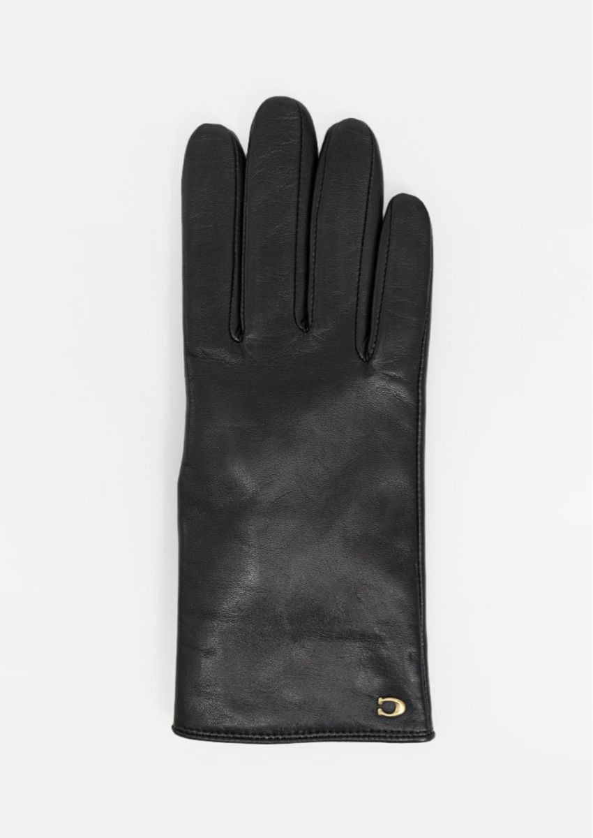 Coach 100% Leather Gloves, Winter Essential (Black, Size 7.5)