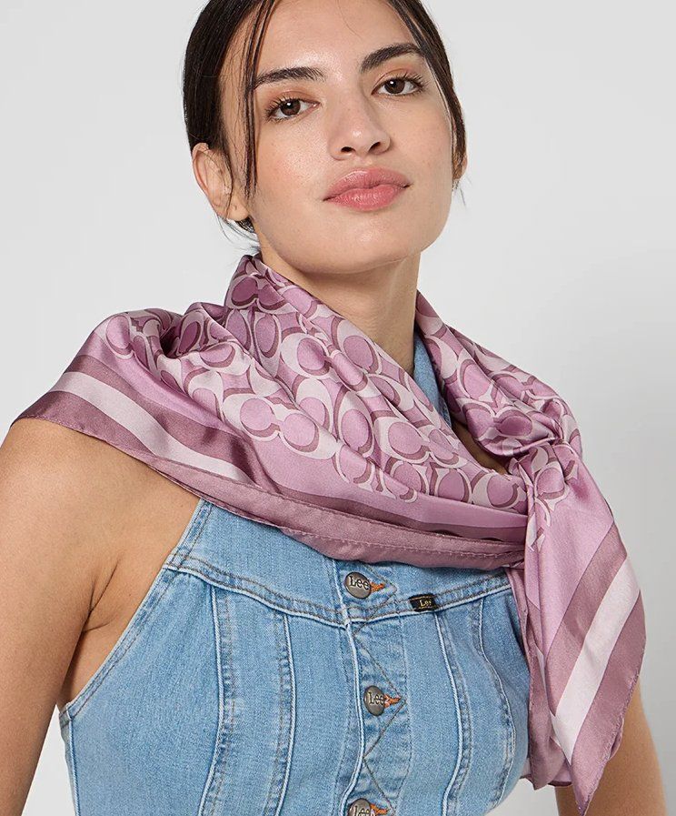 Coach Purple Scarf 100% Silk