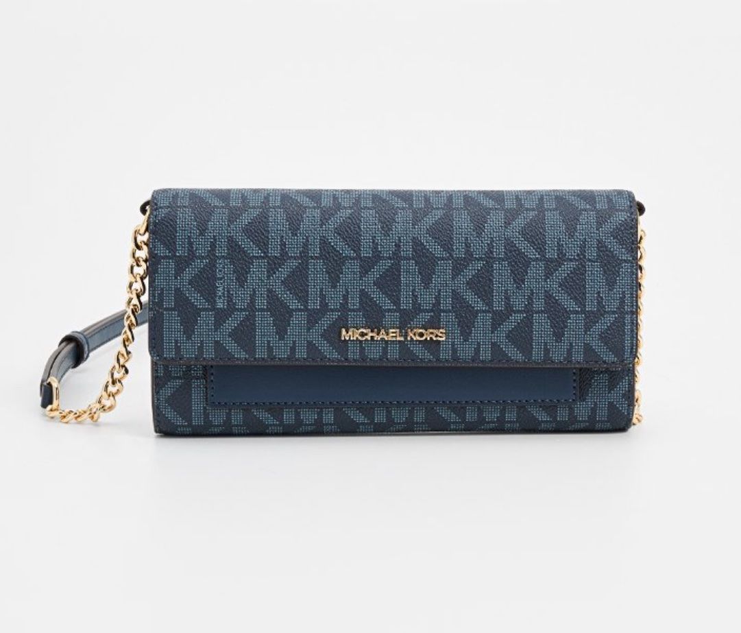 Michael Kors Wallet on Chain Crossbody Bag / Clutch (Black, Blue)